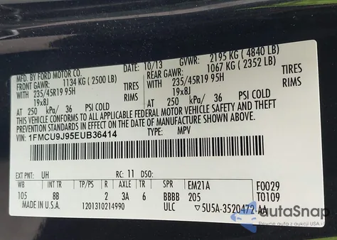 2014 Ford Escape Titanium из США, поврежденный, VIN 1FMCU9J95EUB36414